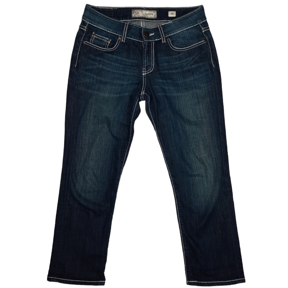 BKE Culture Mid Rise Crop Capri Blue Jean SZ 28
